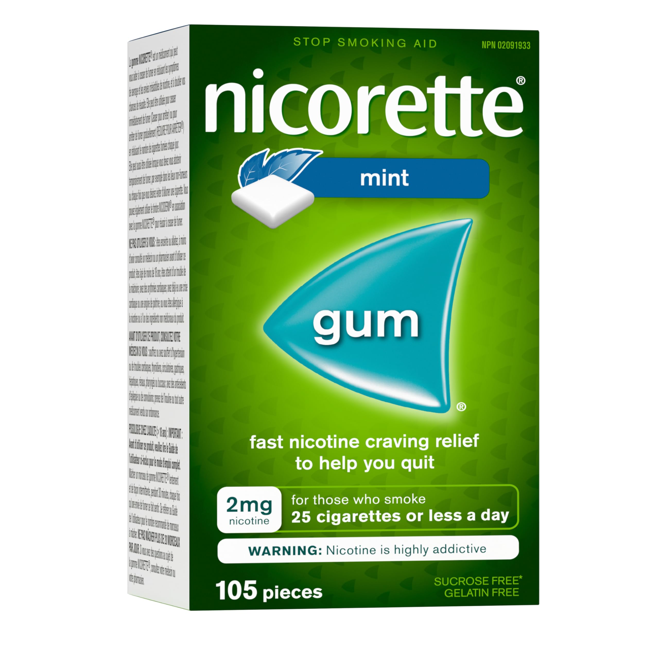 Nicorette Gum, Extreme Chill Mint, 2 mg, 105 Count 🍁 All In One Marketplace Canada