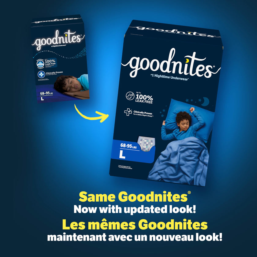 Goodnites Boys' Nighttime Bedwetting Underwear, Size Large (68-95 lbs), 75 Ct (3 Packs of 25), Packaging May Vary 🍁 All In One Marketplace Canada
