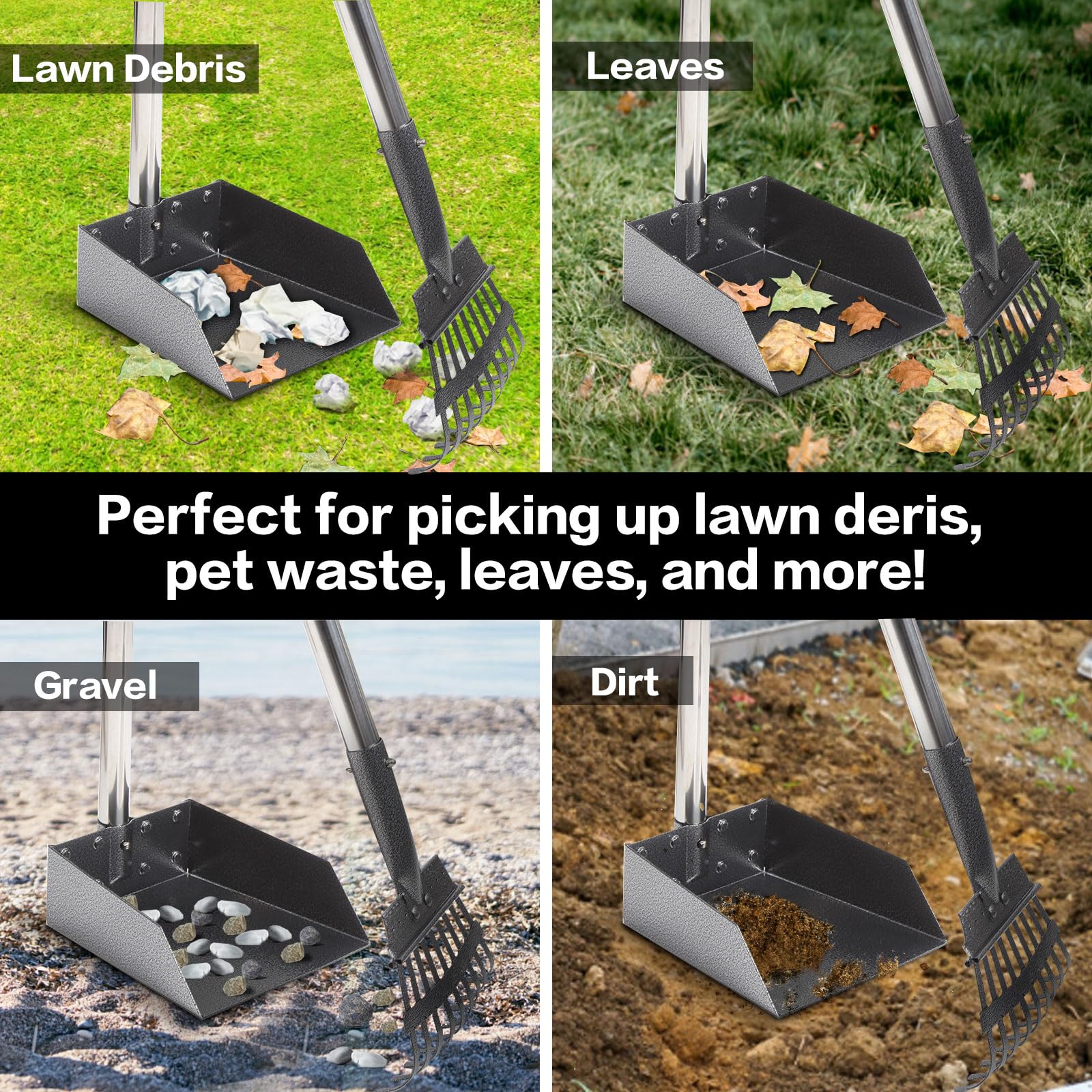 THRISEED Dog Pooper Scooper, Durable Dog Poop Tray and Long Handle Rake Set for Large Medium Small Dogs, Heavy Duty Pet Suppliers 🍁 All In One Marketplace Canada