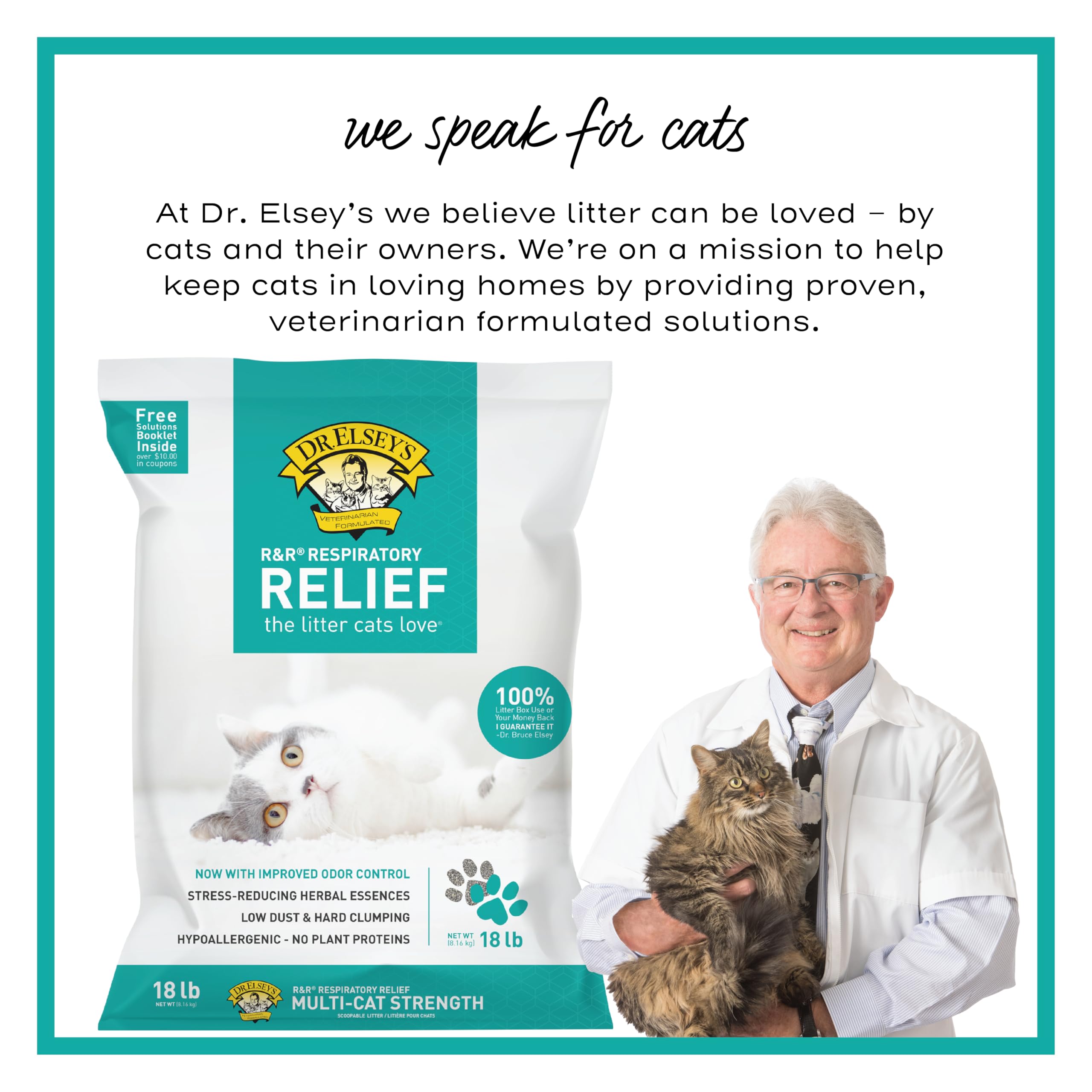 Dr. Elsey's R and R Cat Litter - Low Dust, Low Tracking, Hard Clumping, Superior Scent Control, Unscented and Natural Ingredients - Stress Reducing Kitty Litter, Supports Healthy Breathing 🍁 All In One Marketplace Canada