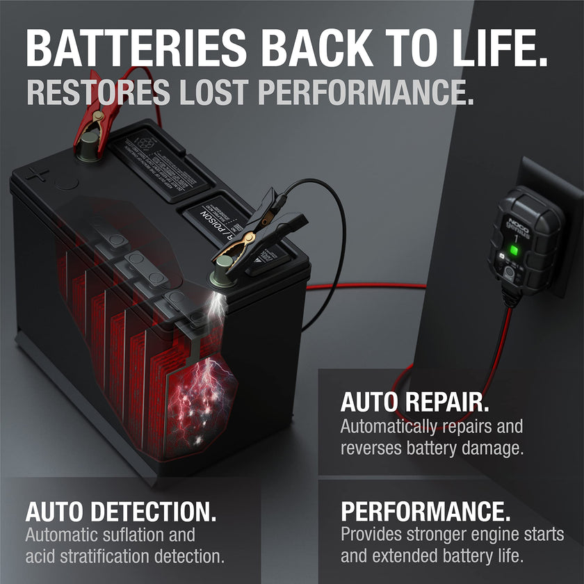 NOCO GENIUS1: 1A 6V/12V Smart Battery Charger – Automatic Maintainer, Trickle Charger & Desulfator with Overcharge Protection & Temperature Compensation – for Lead-Acid & Lithium Batteries 🍁 All In One Marketplace Canada