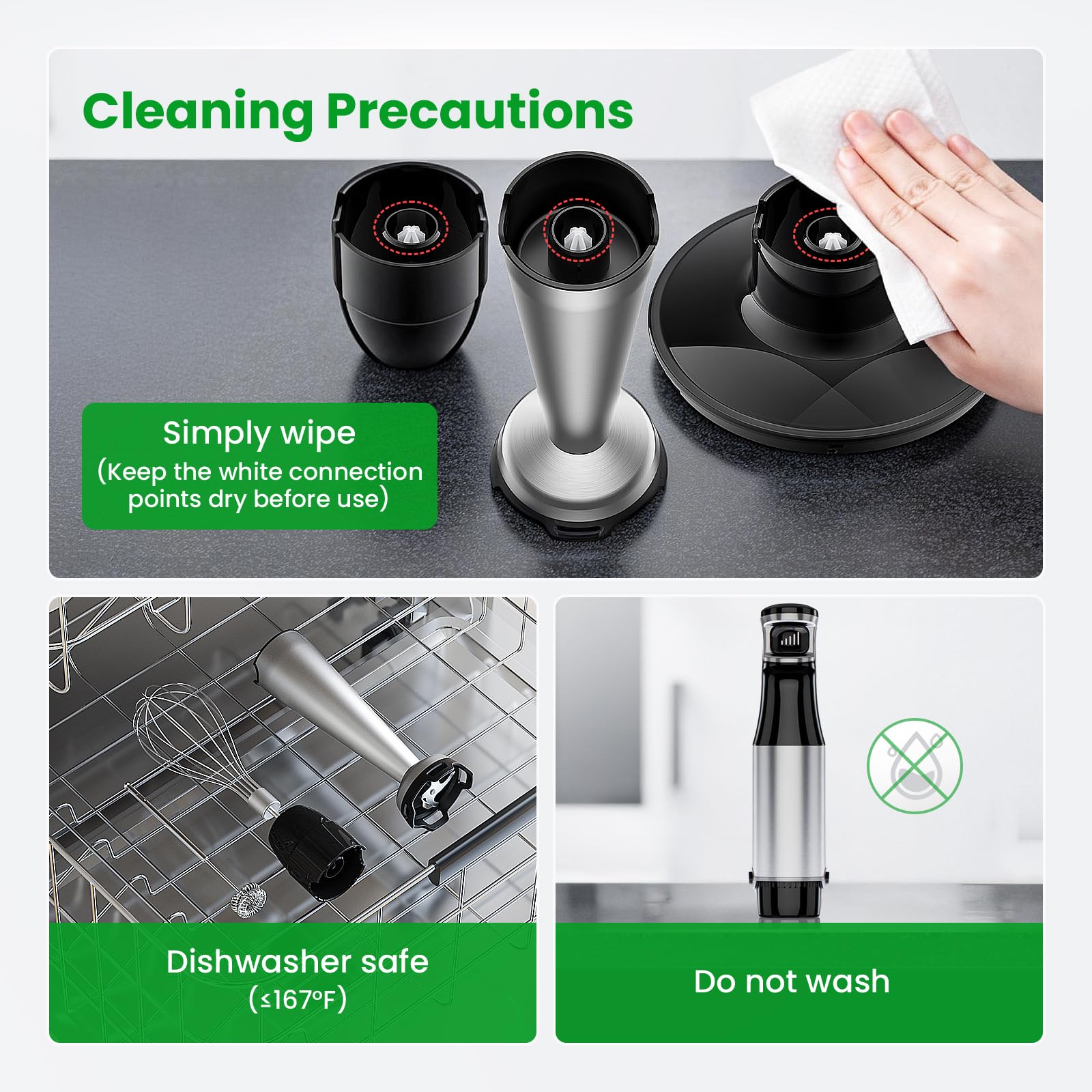 Immersion Blender Handheld Corded Hand Blenders Set 1100W, Trigger Variable Speed 5 in 1 Stick Emulsifier with Chopper, Whisk and Frother for Soup, Baby Food and Smoothies 🍁 All In One Marketplace Canada