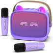 Mini Karaoke Machine Toys Gifts, Kids Portable Bluetooth Speaker with 2 Wireless Microphone and LED, Christmas Birthday Gift Idea for Girls Boys 3-12 + Year Old, Noisemaker Toys for Party (Purple) 🍁 All In One Marketplace Canada