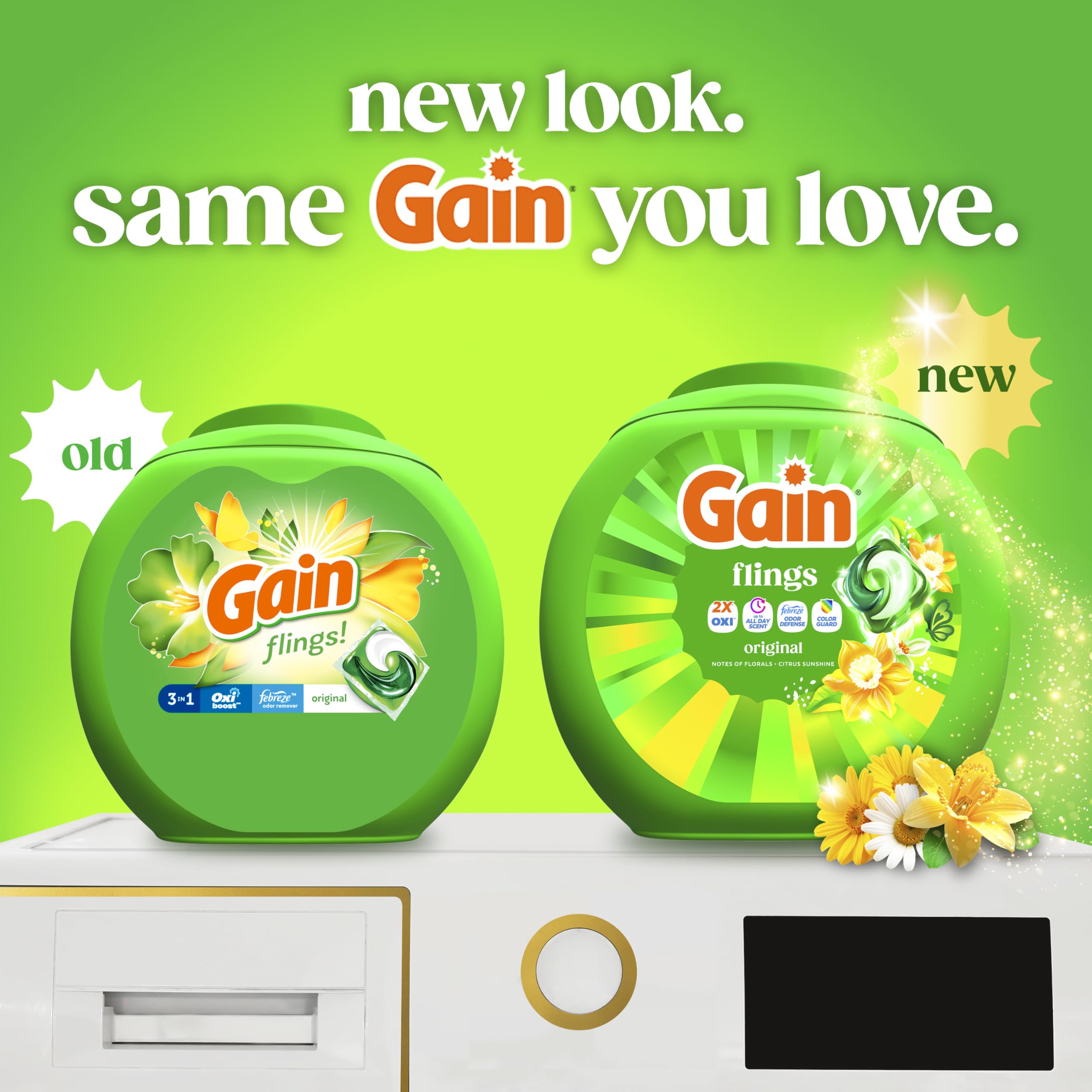 Gain Flings Laundry Detergent Pacs, 76 Count, Original Scent, with Odor Defense, concentrated laundry soap pacs 🍁 All In One Marketplace Canada