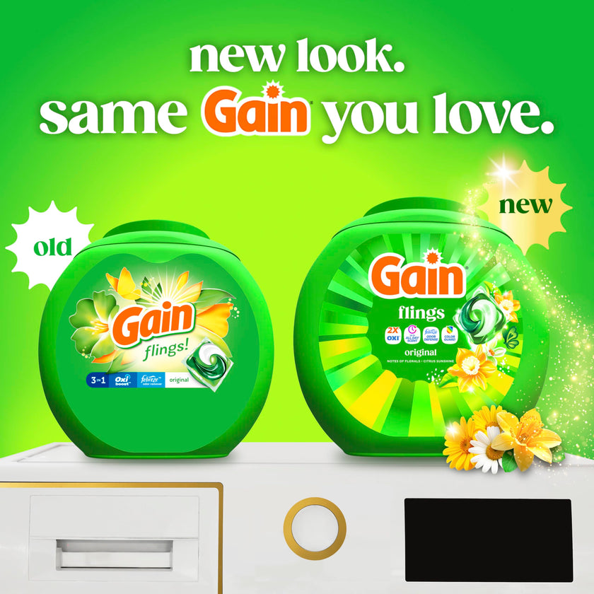 Gain Flings Laundry Detergent Pacs, 76 Count, Original Scent, with Odor Defense, concentrated laundry soap pacs 🍁 All In One Marketplace Canada