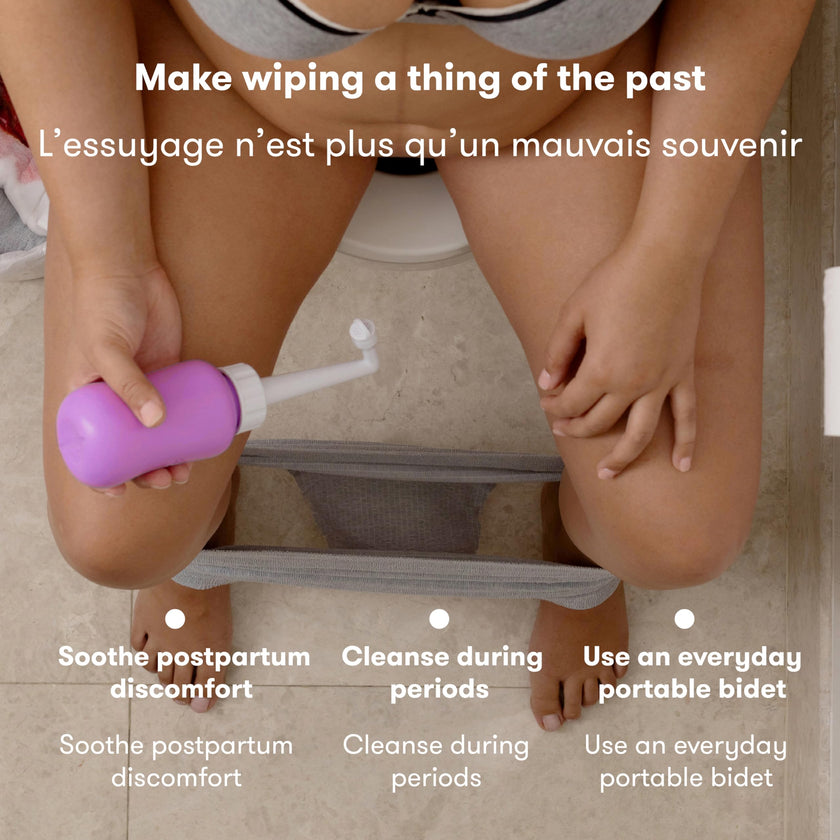 Frida Mom Upside Down Peri Bottle Sprayer, Perineal Care & Postpartum Recovery, Portable Travel Bidet & Perineal Cleanser with Travel Bag, Postpartum Essential, Pink 🍁 All In One Marketplace Canada