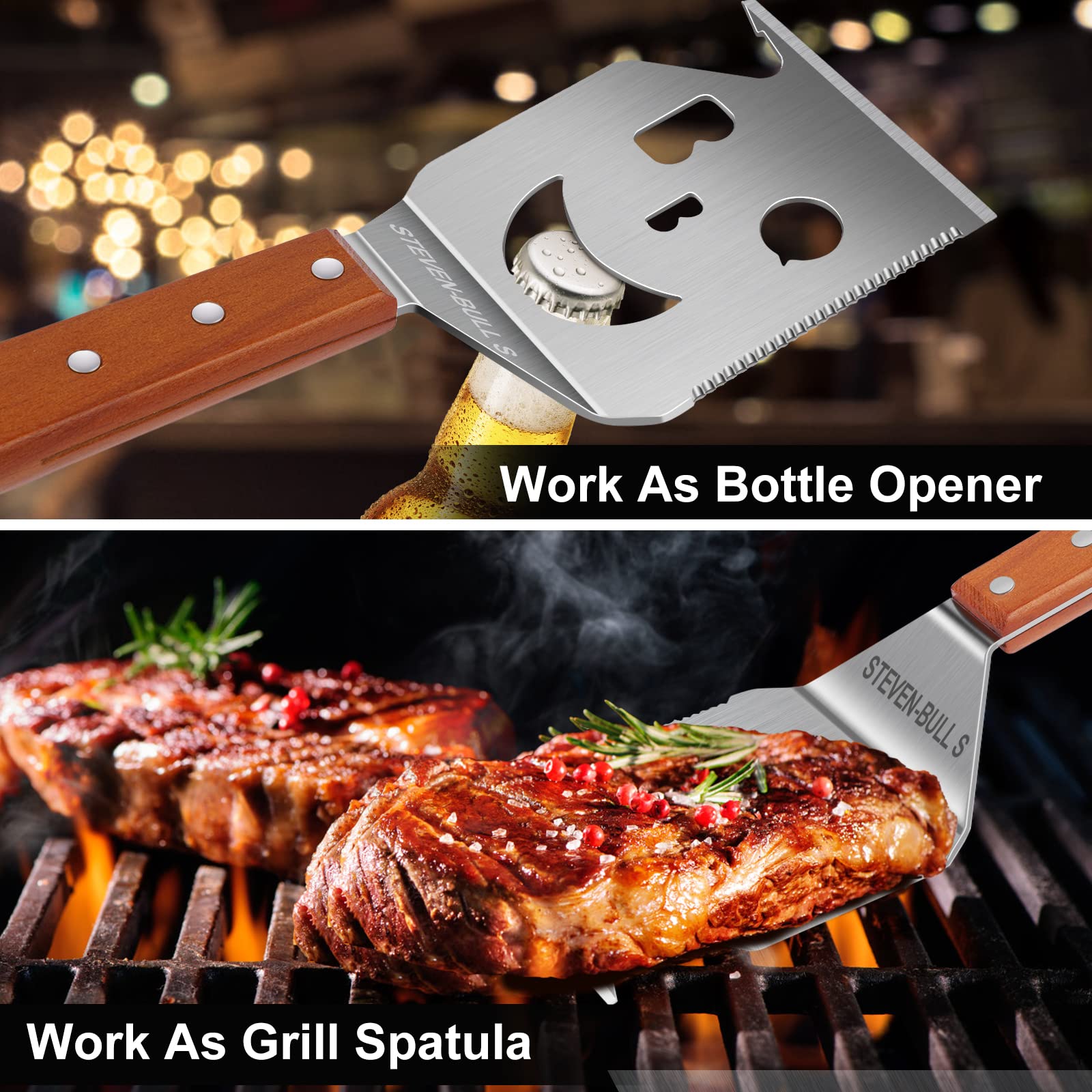 BBQ Accessories for Grill, 7 in 1 Grill Spatula with Fork,17 Inch Barbecue Tools, Dad Gifts, Gifts for Men, Dad, Husband 🍁 All In One Marketplace Canada