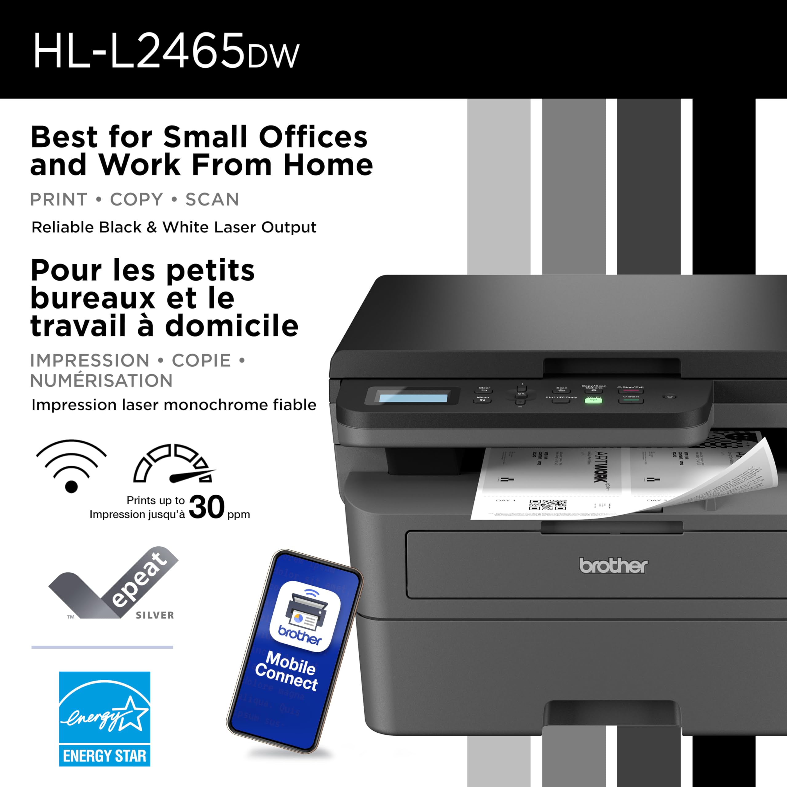 Brother HL-L2465DW Monochrome Laser Printer with Wireless Connectivity All-in-One Print, Copy and Scan Functions for Home and Office Use - Compact Design 🍁 All In One Marketplace Canada