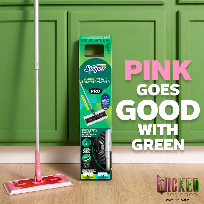 Swiffer Sweep and Mop Pro, 2-in-1 Floor Mopping , Multi-Surface Kit for Floor Cleaning, 5 Heavy Duty Dry Sweeping Cloths, 3 Heavy Duty Wet Mopping Cloths, Includes 1 Sweeper Device 🍁 All In One Marketplace Canada