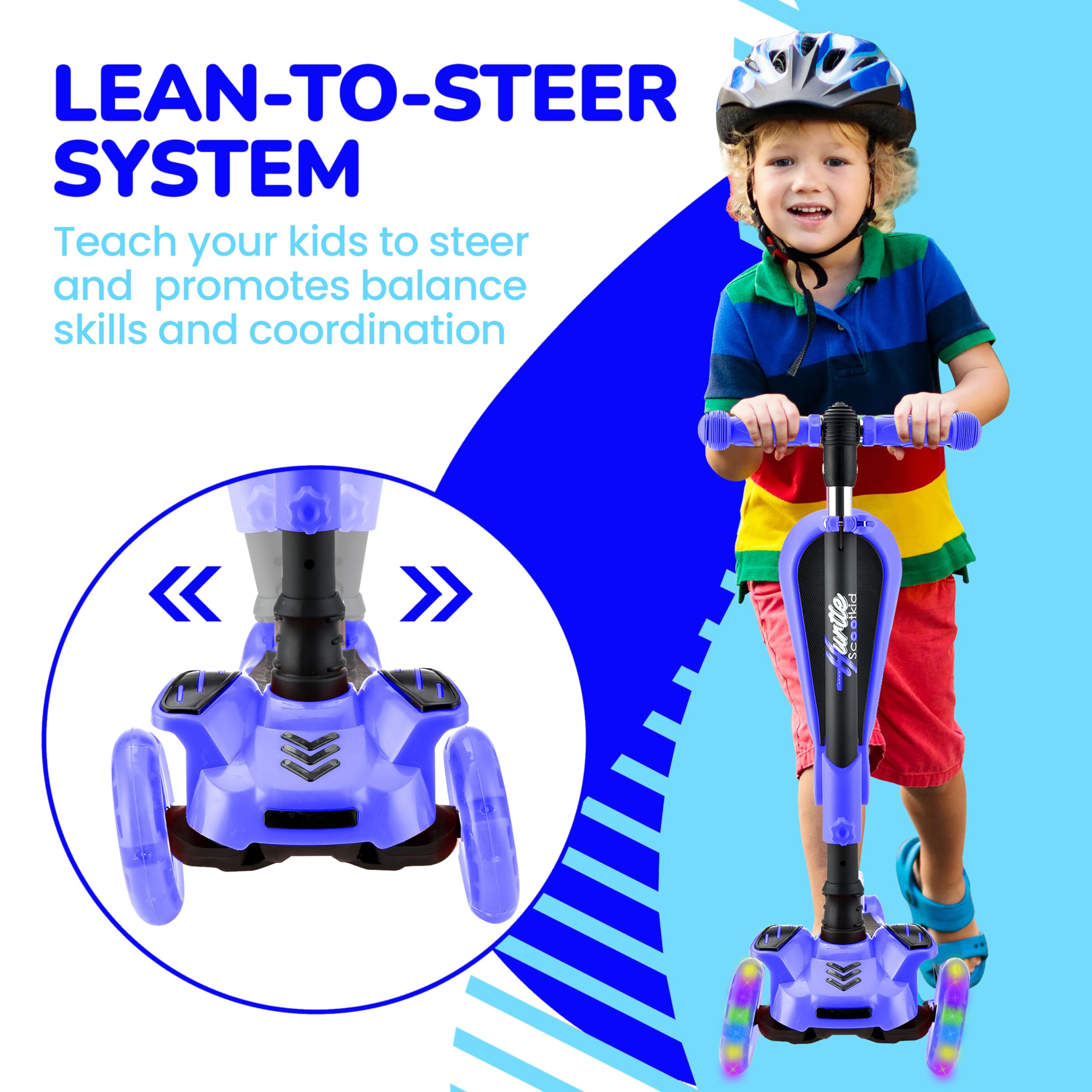Hurtle - 3 Wheel Foldable Kick Scooter for Kids & Toddlers (Blue CA) 🍁 All In One Marketplace Canada