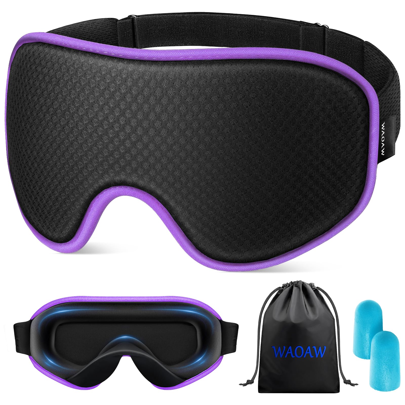 WAOAW Sleep Mask for Men Women: Blackout Eye Masks for Sleep - 3D Breathable Soft Comfortable Eye Mask for Travel - Adjustable Light Blocking Night Masks for Sleeping 🍁 All In One Marketplace Canada