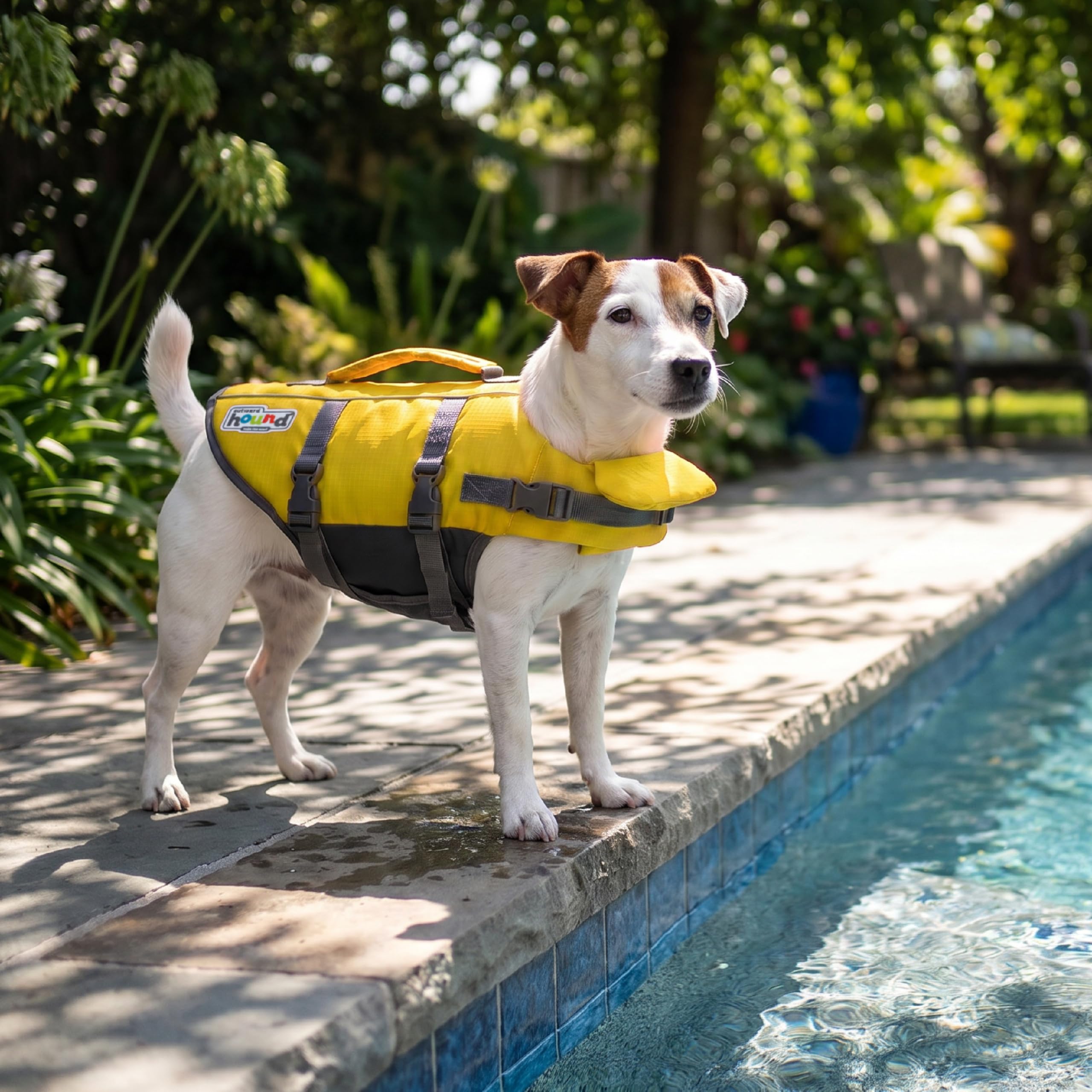 Outward Hound Granby Splash Dog Life Jacket with Handle, Reflective Floating Vest for Swimming & Boating, Maximum Buoyancy, All Skill Levels, Small Dogs & Puppies (16–20