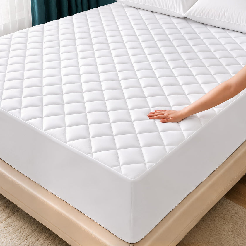 Utopia Bedding Quilted Fitted Mattress Pad, King Size, Elastic Fitted Mattress Topper Protector and Cover Stretches up to 16 Inches Deep, Machine Washable (White) 🍁 All In One Marketplace Canada