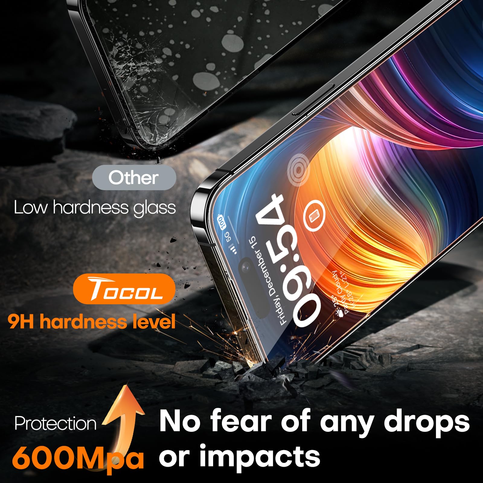 TOCOL 2 Pack for iPhone 16 Screen Protector [Instant Installation][Auto-Dust Removal][HD Clear], Unbreakable 9H+Hardness Shatterproof Tempered Glass [Bubble Proof] 🍁 All In One Marketplace Canada