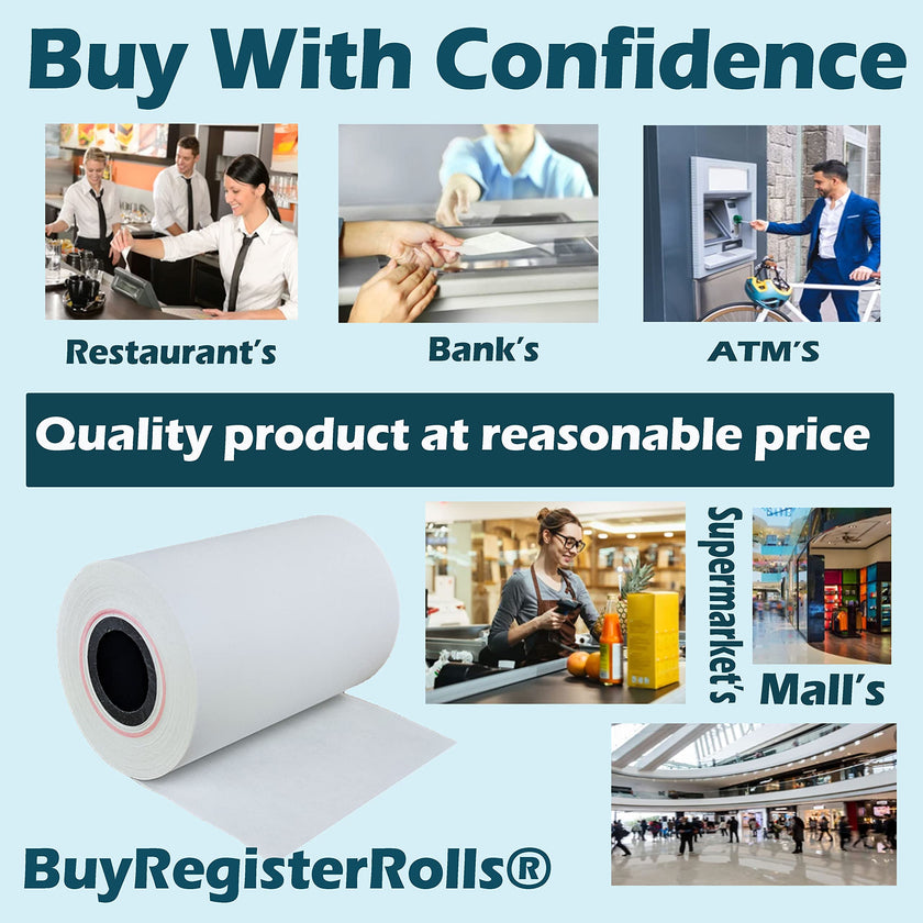 (50 Rolls) 2 1/4 x 50 Thermal Paper Receipt Rolls 2.25 x 50 ft POS Cash Register fits All Credit Card Terminals 🍁 All In One Marketplace Canada