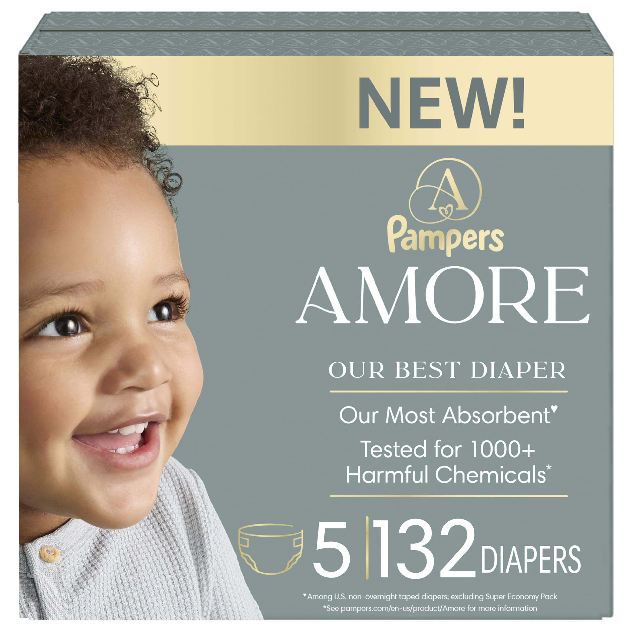 Pampers AMORE, Size 5, Our Best Diaper, 1 Pack (Count of 132) 🍁 All In One Marketplace Canada