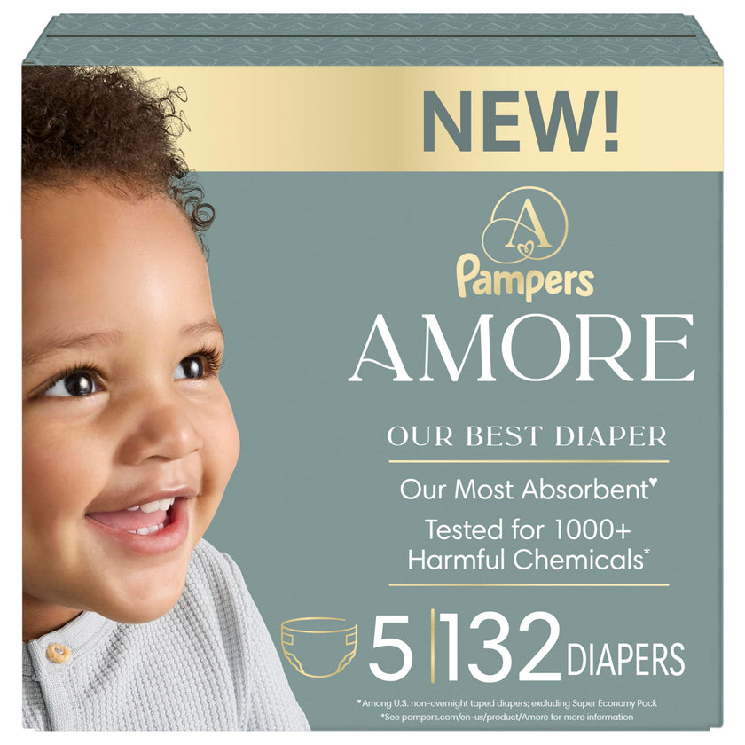 Pampers AMORE, Size 5, Our Best Diaper, 1 Pack (Count of 132) 🍁 All In One Marketplace Canada
