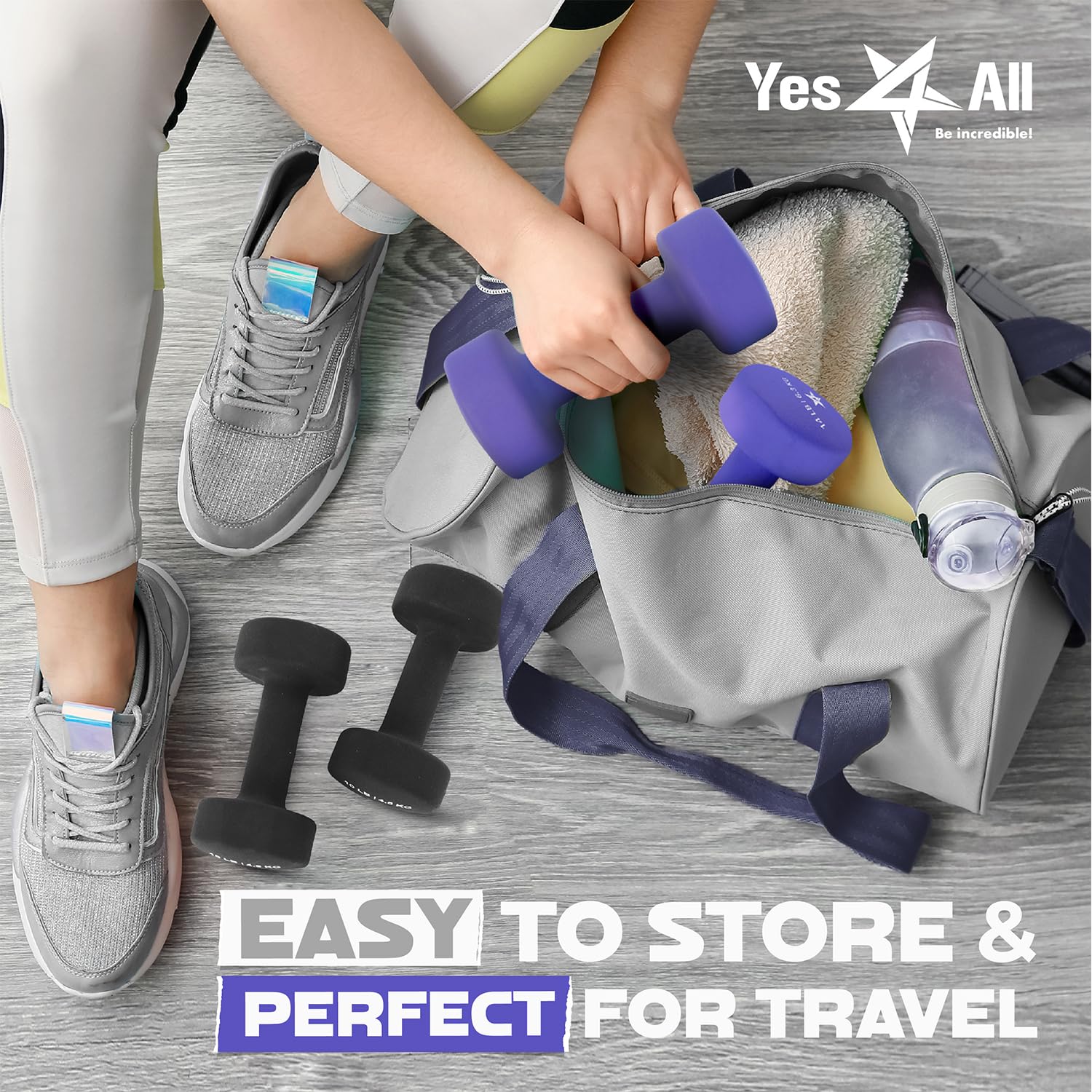 Yes4All Dumbbell Neoprene, poids et haltere, Weight Set, Hand Weights for Women, Dumbbells Pair, Free Weights (M. Purple - 20lbs) 🍁 All In One Marketplace Canada