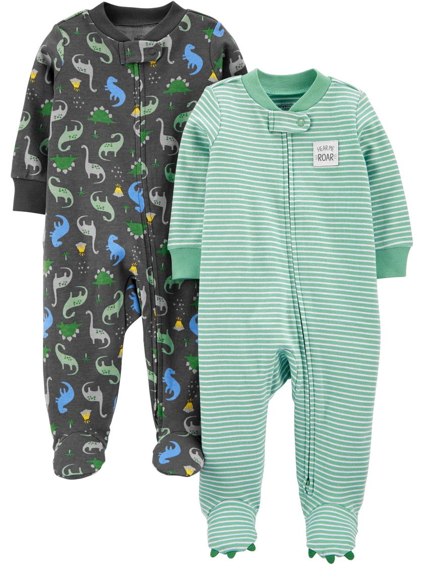 Simple Joys by Carter's Boys' 2-Pack Cotton Footed Sleep and Play, Dinosaur Print, 3-6 Months 🍁 All In One Marketplace Canada