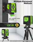 Huepar Laser Level Self Leveling, Classical Cross Line Indoor DIY Use Green Lines, 100Ft Visibility Horizontal and Vertical Line Level, 360° Magnetic Pivoting Base 9011G 🍁 All In One Marketplace Canada