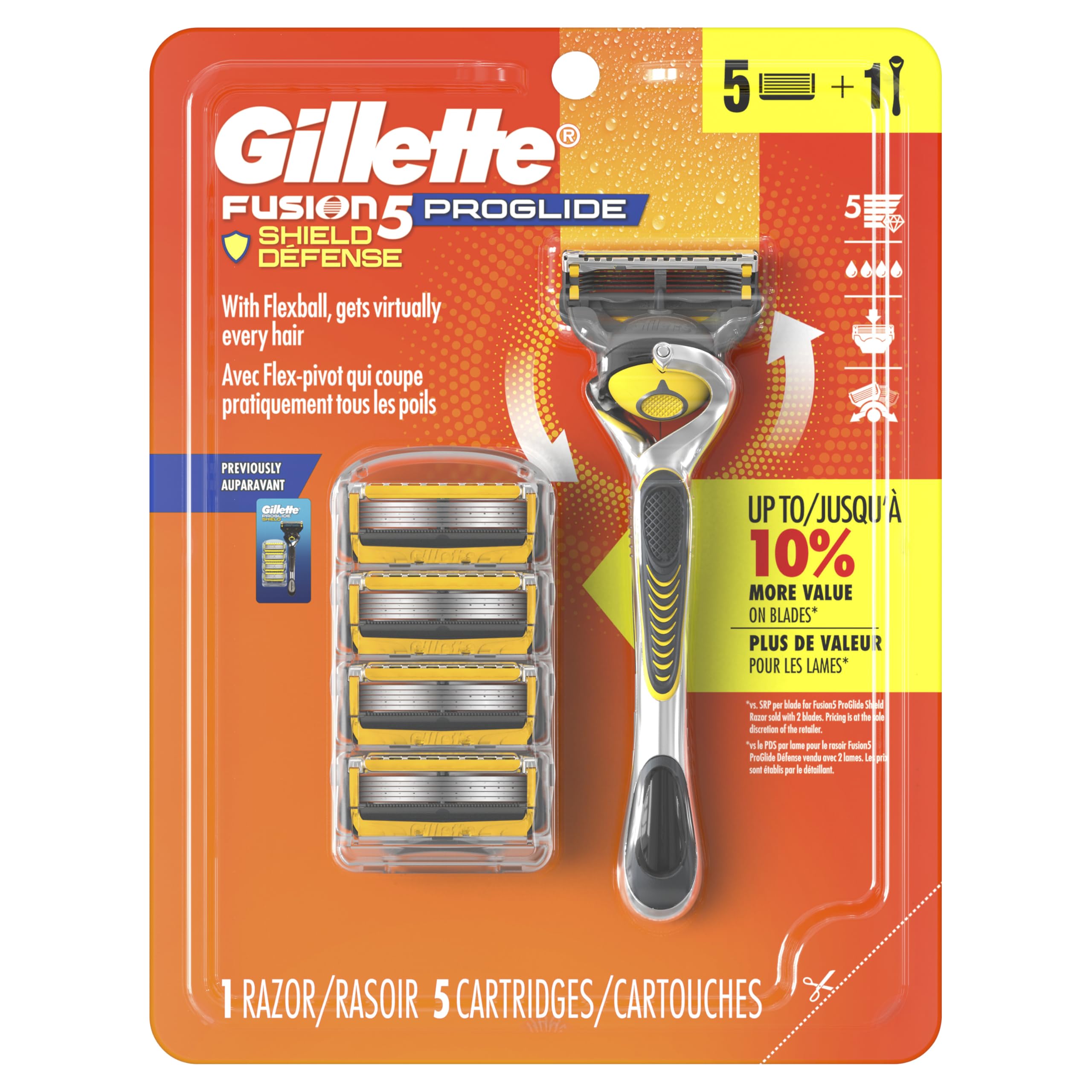 Gillette ProShield Mens Razor, 1 Handle + 5 Blade Refills, 1 Count (Pack of 1) 🍁 All In One Marketplace Canada
