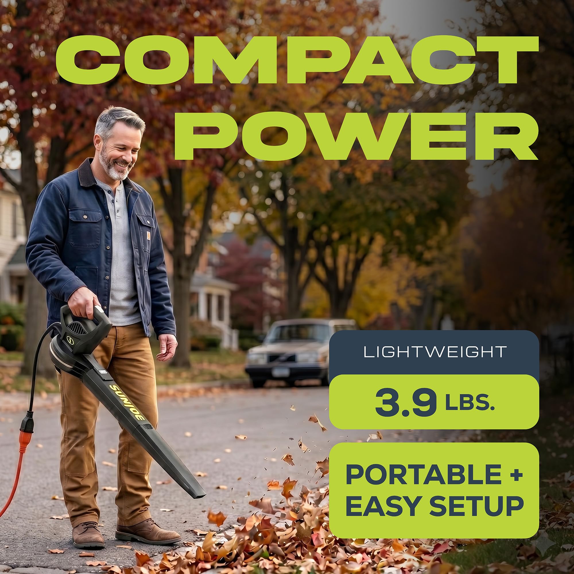 Sun Joe SBJ597E All-Purpose Electric Leaf Blower, 6-Amp Motor, 155 MPH, 260 CFM, Black - Lightweight & Compact, One-Hand Operation for Yards, Porches, Patios, Walkways, Decks, Garage & Light Snow 🍁 All In One Marketplace Canada