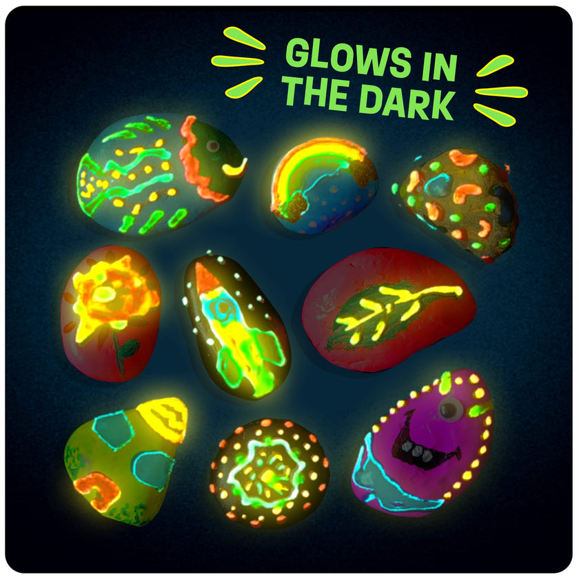 Kids Rock Painting Kit - Glow in The Dark - Arts & Crafts Christmas Gifts for Boys and Girls Ages 4-12 - Craft Activities Kits - Creative Art Toys for 4, 5, 6, 7, 8, 9, 10, 11 & 12 Year Old Kids (Glow In The Dark) 🍁 All In One Marketplace Canada