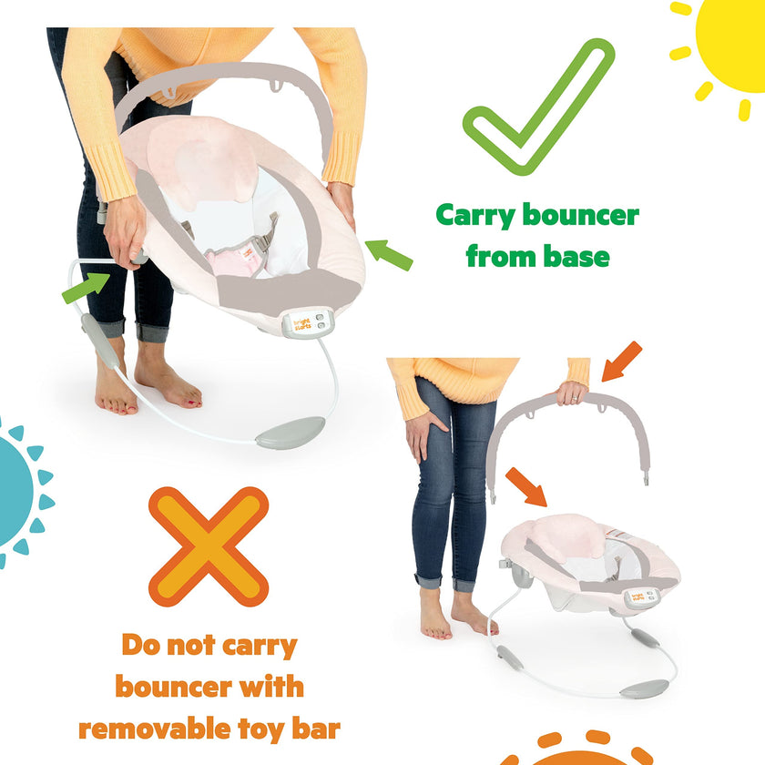 Bright Starts Portable Baby Bouncer Soothing Vibrations Infant Seat with Removable Toy Bar, 0-6 Months 6-20 lbs (Playful Pinwheels) 🍁 All In One Marketplace Canada