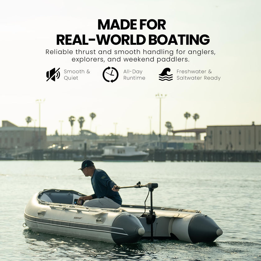 Newport Vessels NV-Series 46lb Thrust Saltwater Transom Mounted Trolling Electric Trolling Motor w/ LED Battery Indicator & 30