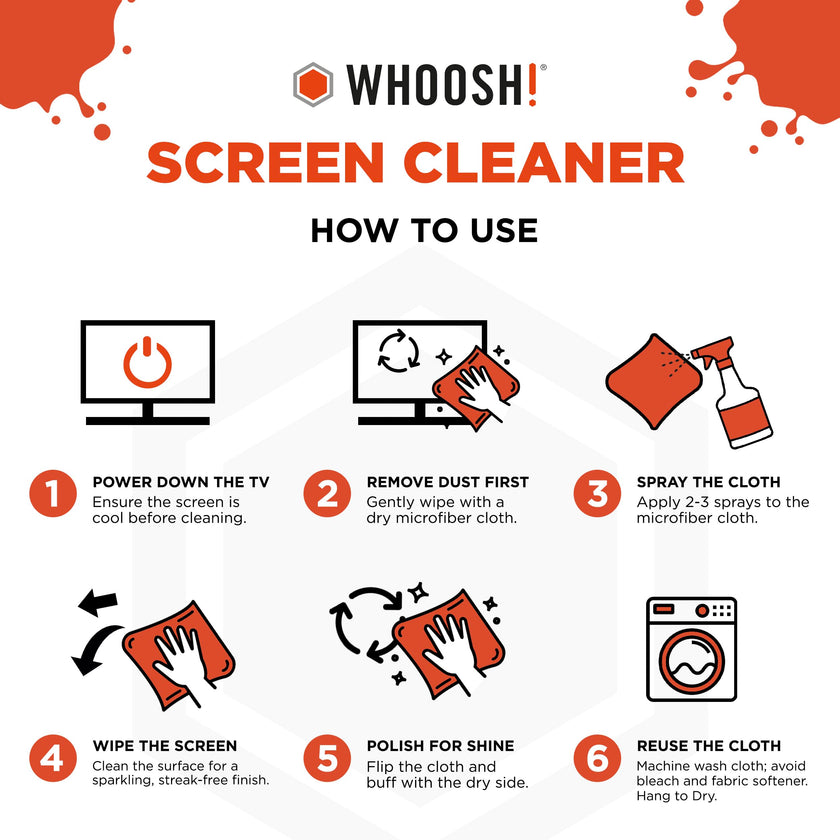 WHOOSH! Screen Shine Pro 500 ml Refillable OLED TV Screen Cleaner, Safe & Streak Free Electronic Cleaner for Laptop, Monitor, MacBook, Camera Cleaning Kit with 37 x 37 cm Microfiber Cloth 🍁 All In One Marketplace Canada