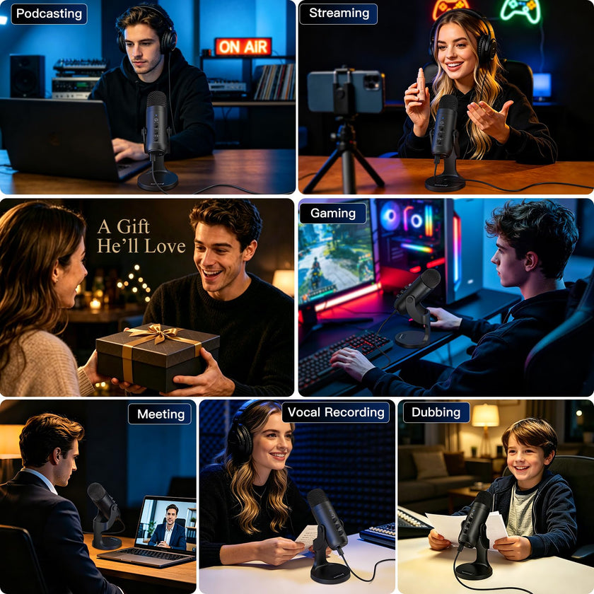 ZealSound Podcast Microphone for PC, Noise Cancellation USB Mic with Gain, Volume Adjustment & Mute Button, Monitoring & Echo, for YouTube, TikTok, Podcasting, Streaming, iPhone, iPad, Android, Mac 🍁 All In One Marketplace Canada
