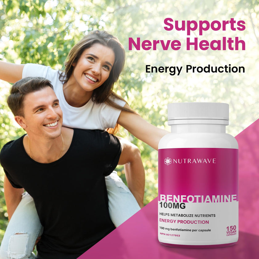 Nutrawave PURE *BONUS SIZE* 150 capsules HIGHEST POTENCY Benfotiamine Complex – 100mg, Thiamine B1 Supplement, Increased Energy, Nerve Support, All-Natural, Vegan, Gluten Free. 5-month supply 🍁 All In One Marketplace Canada