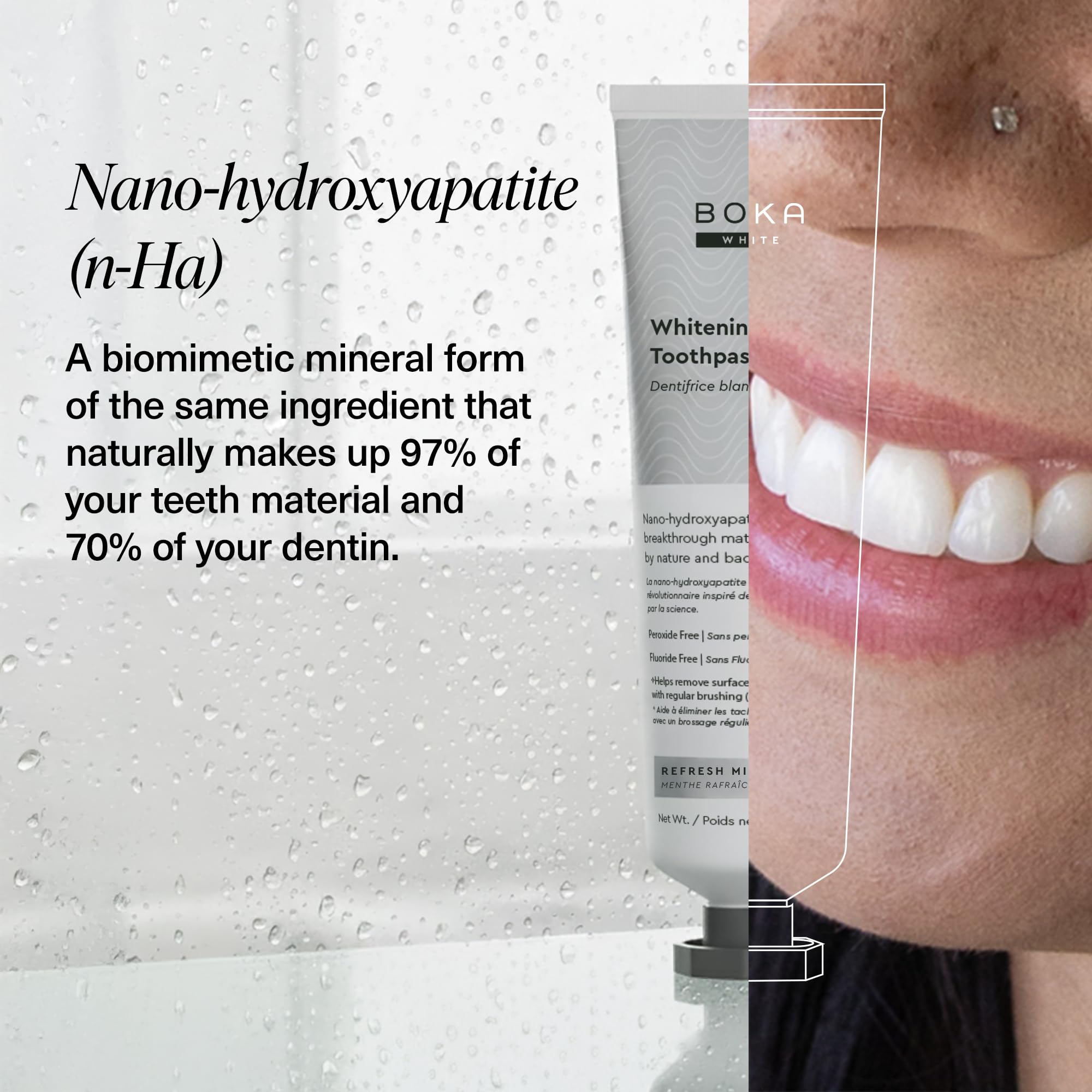 Boka Fluoride Free Toothpaste, Nano Hydroxyapatite Toothpaste, Appropriate for Sensitive Teeth, for Adult, Kids Oral Care - Whitening * Refresh Mint, 4 Fl Oz (113g) 3Pk 🍁 All In One Marketplace Canada