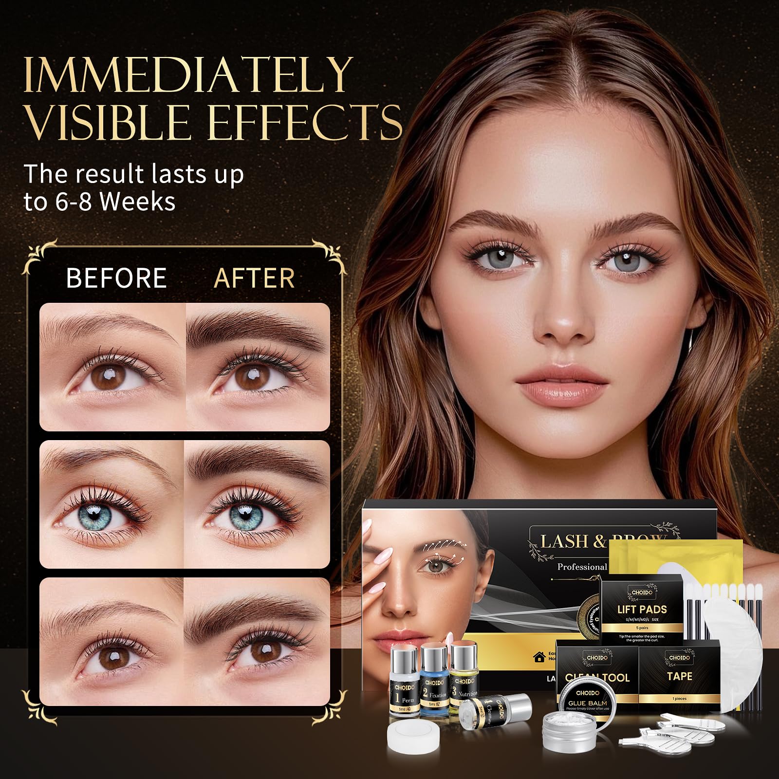 Lash Lift & Brow Lamination Kit 2-in-1, Professional DIY Eyelash Perm for Home Use & Salon, Long-Lasting Curl Effect Up to 8 Weeks - Easy Application 🍁 All In One Marketplace Canada