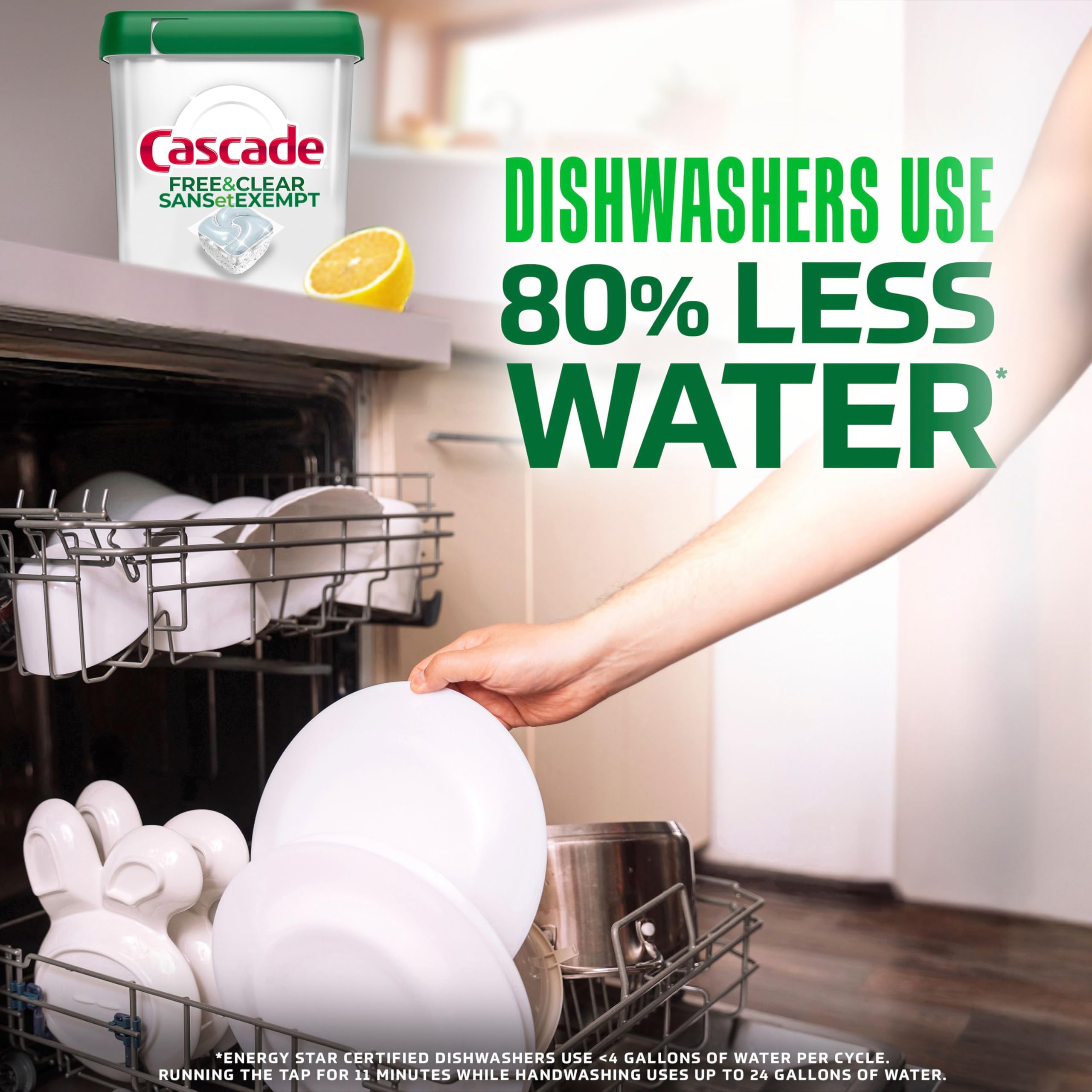 Cascade Free & Clear Dishwasher Detergent Pods, Dish Detergent Soap, 0% Added Perfume, Chlorine Beach & Dye, Unscented, 51 Count 🍁 All In One Marketplace Canada