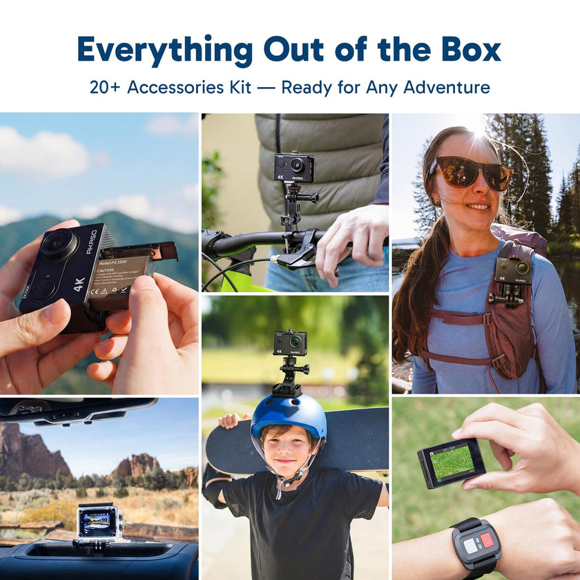 AKASO EK7000 4K30FPS 20MP WiFi Action Camera with EIS Ultra HD 131FT Waterproof Underwater Camera Remote Control 4X Zoom Support External Microphone Black 🍁 All In One Marketplace Canada