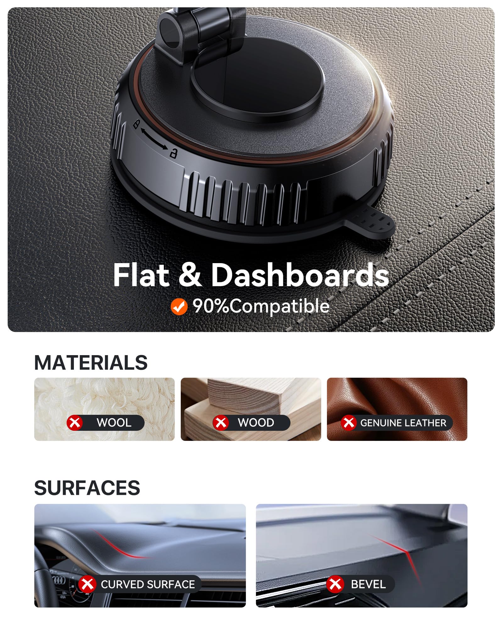 Miracase for MagSafe Car Mount[20 Powerful N55 Magnets+Industrial-Grade Vacuum Base] Magnetic Phone Holder Car 360° Full-Directional Adjustment, Fit for Windshield & Dashboard with All Smartphones 🍁 All In One Marketplace Canada