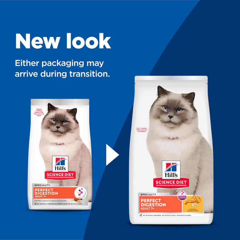 Hill's Science Diet Adult 7+ Perfect Digestion Chicken, Barley & Whole Oats Recipe Dry Cat Food 1.58 kg Bag 🍁 All In One Marketplace Canada