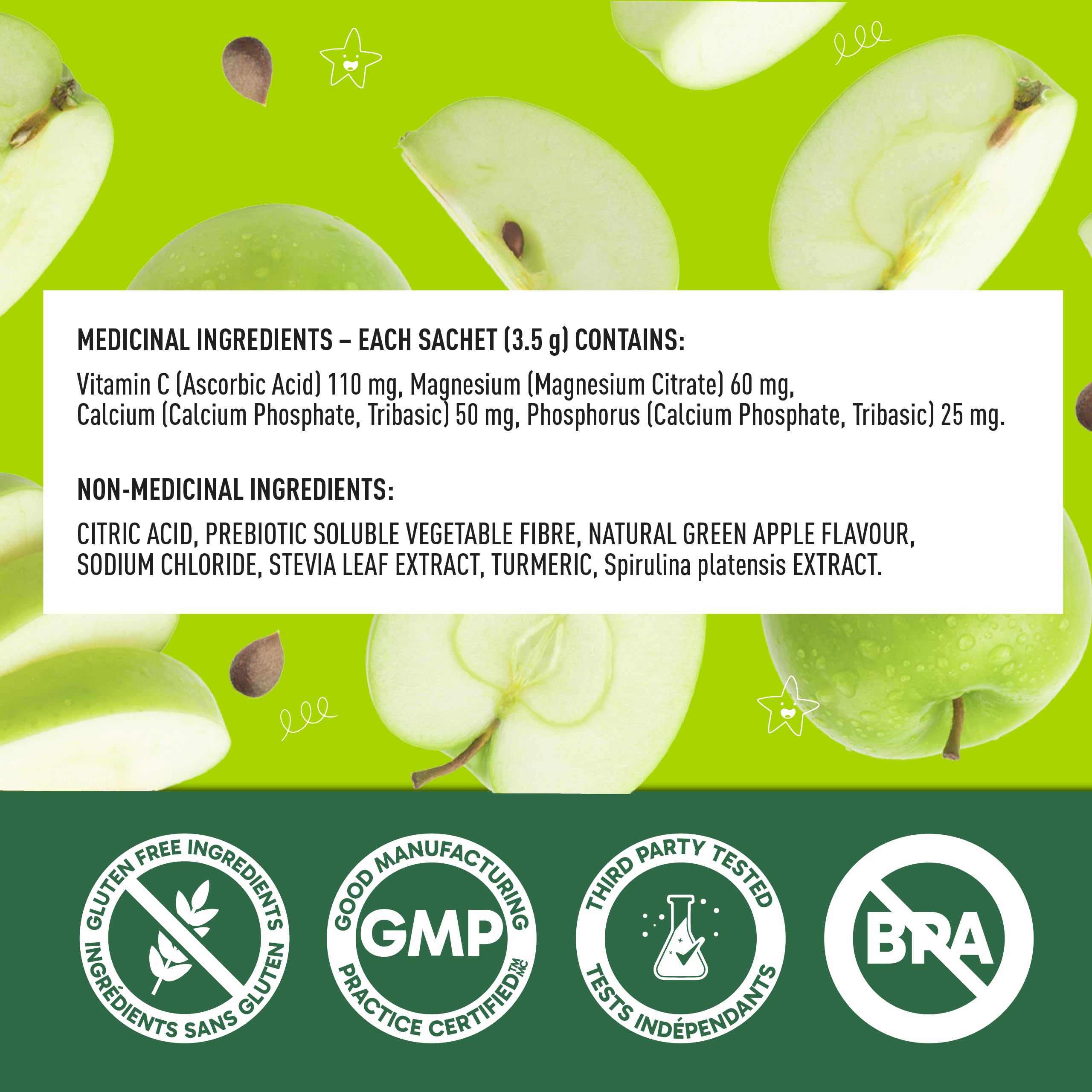 Organika Kids Electrolytes Powder Sticks - Sugar-Free Hydration + Immune support with 100% of daily Vitamin C, Minerals and Prebiotic Fibre | Green Apple Flavour - 3.5g x 20 sachets 🍁 All In One Marketplace Canada