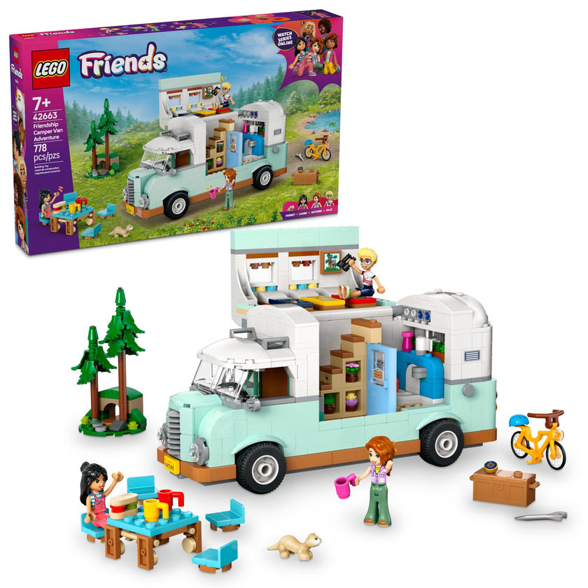 LEGO Friends Friendship Camper Van Adventure Toy Building Set - Pretend Play Set for Kids, Girls and Boys, Ages 7+ - Gift Idea for Birthday - with 3 Minidolls and Ferret Figure - 42663 🍁 All In One Marketplace Canada