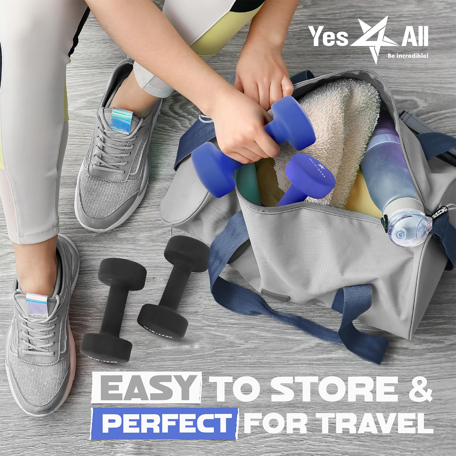 Yes4All Dumbbell Neoprene, poids et haltere, Weight Set, Hand Weights for Women, Dumbbells Pair, Free Weights (D. Blue - 12lbs) 🍁 All In One Marketplace Canada