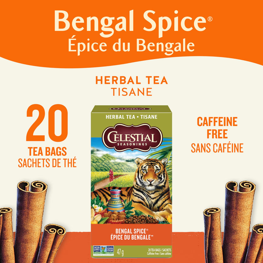 Celestial Seasonings Bengal Spice Herbal Tea, Caffeine Free, 20 Tea Bags Box, 6-Pack 🍁 All In One Marketplace Canada