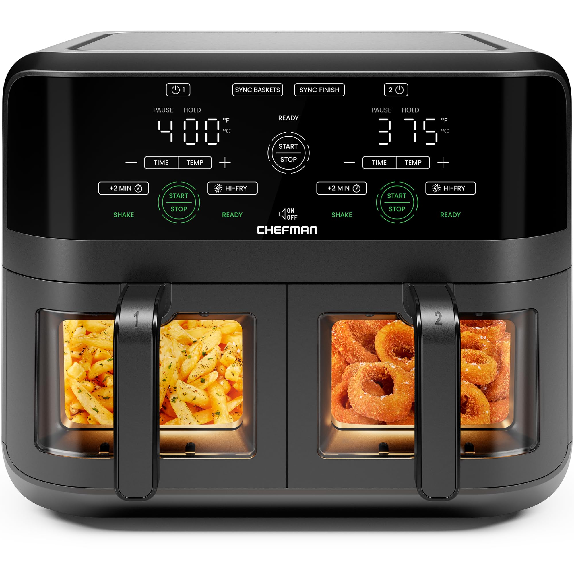 CHEFMAN 6 Quart Dual Basket Air Fryer Oven with Easy View Windows, Sync Finish, Hi-Fry, Auto Shutoff, 2 Independent 3Qt Nonstick Dishwasher Safe Frying Baskets, Digital Double Air Fryer - Black 🍁 All In One Marketplace Canada