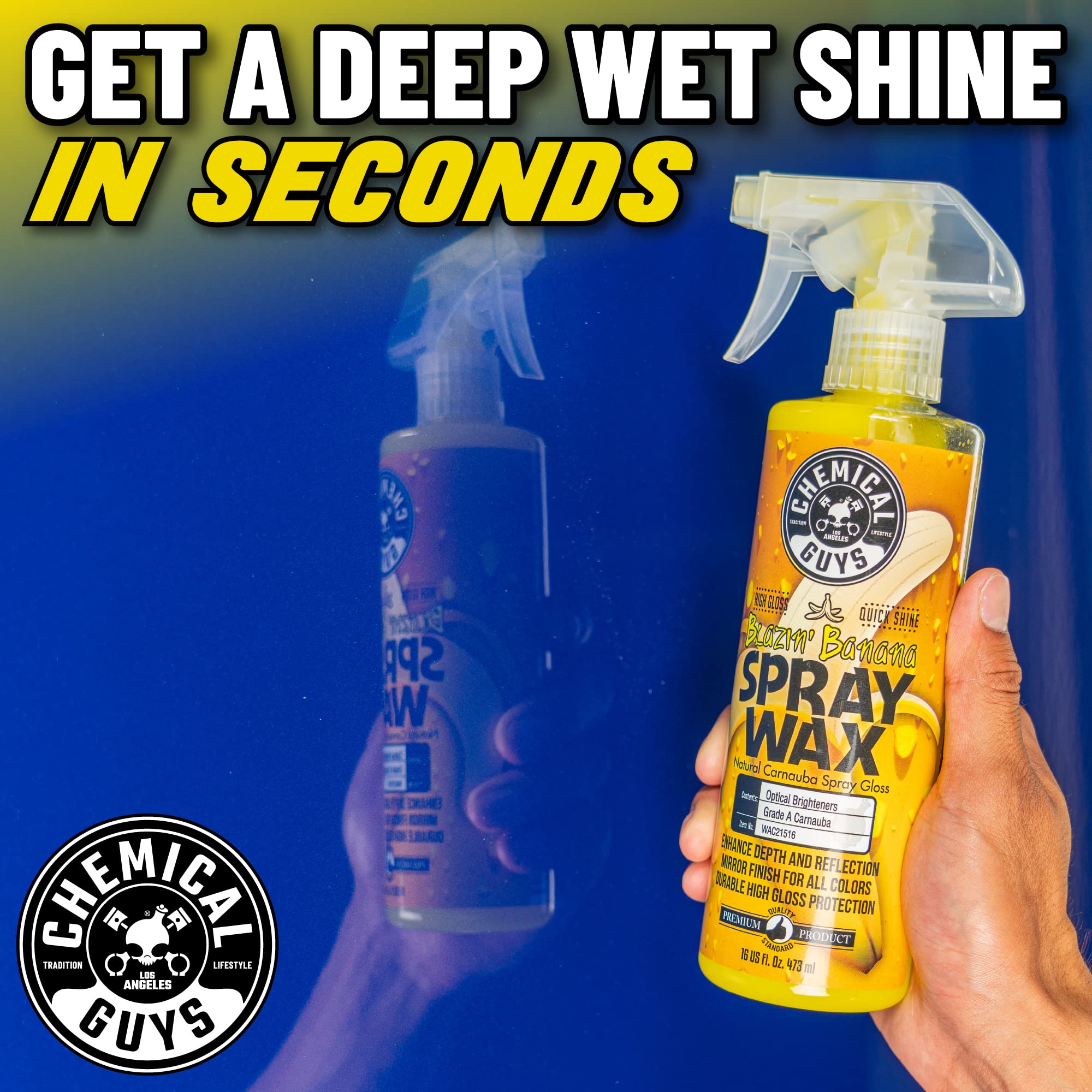Chemical Guys Blazin' Banana Spray Wax for Car Shine & Protection - Natural Carnauba Formula for Glossy Finish on Paint, Chrome, Metal & Glass - Easy Spray-On, Wipe-Off Application, 473 ml 🍁 All In One Marketplace Canada