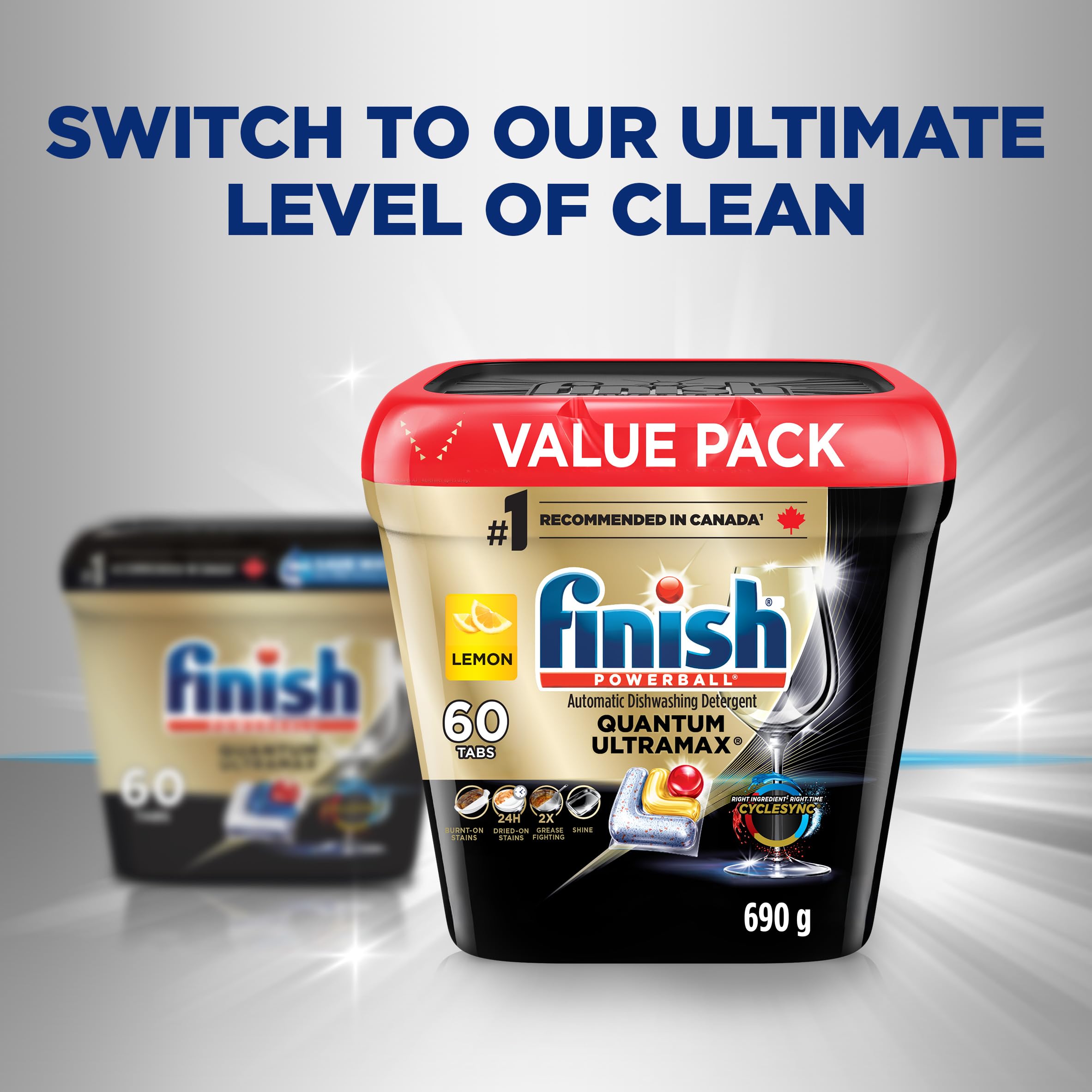 Finish Quantum UltraMax Dishwasher Detergent Pods, Lemon, 60 Tabs 🍁 All In One Marketplace Canada
