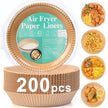 200pcs Air Fryer Disposable Paper Liner, Non-Stick Disposable Air Fryer Parchment Paper Liners, Baking Paper for Air Fryer Oil-Proof, Water-Proof, Food Grade Parchment（6.3