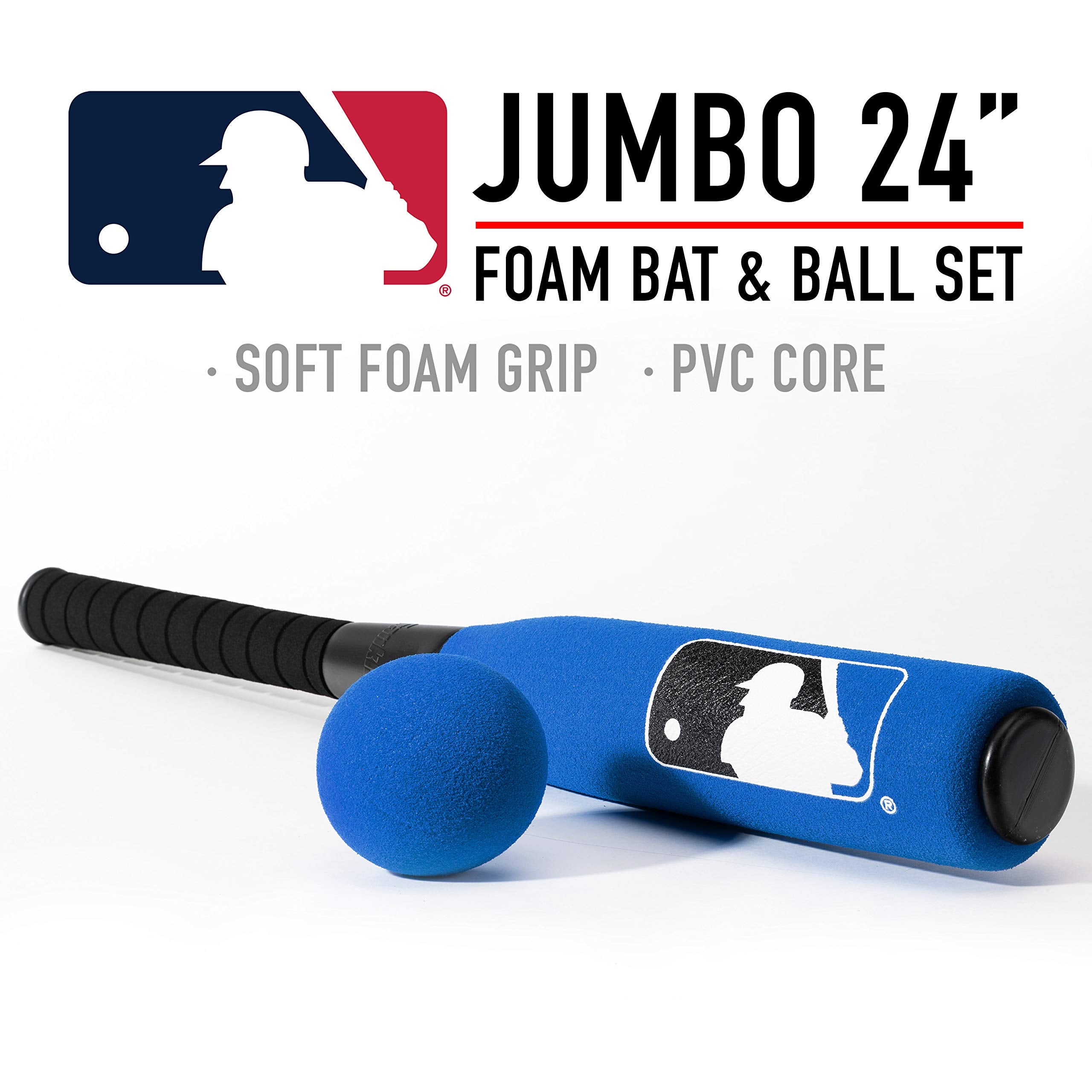 Franklin Sports MLB Kids Foam Baseball Bat + Ball Set - Jumbo Oversize Toy Bat + Foam Ball for Kids + Toddlers - Blue - 24