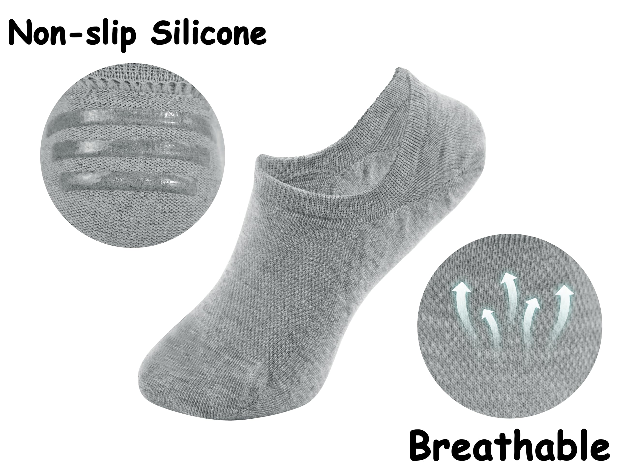 BenSorts Pack of 6 Low Cut Ankle Style Socks for Women Liner Non Slip Invisible Hidden Socks White Black Gray 6 Pairs Size 5 6 7 8 🍁 All In One Marketplace Canada
