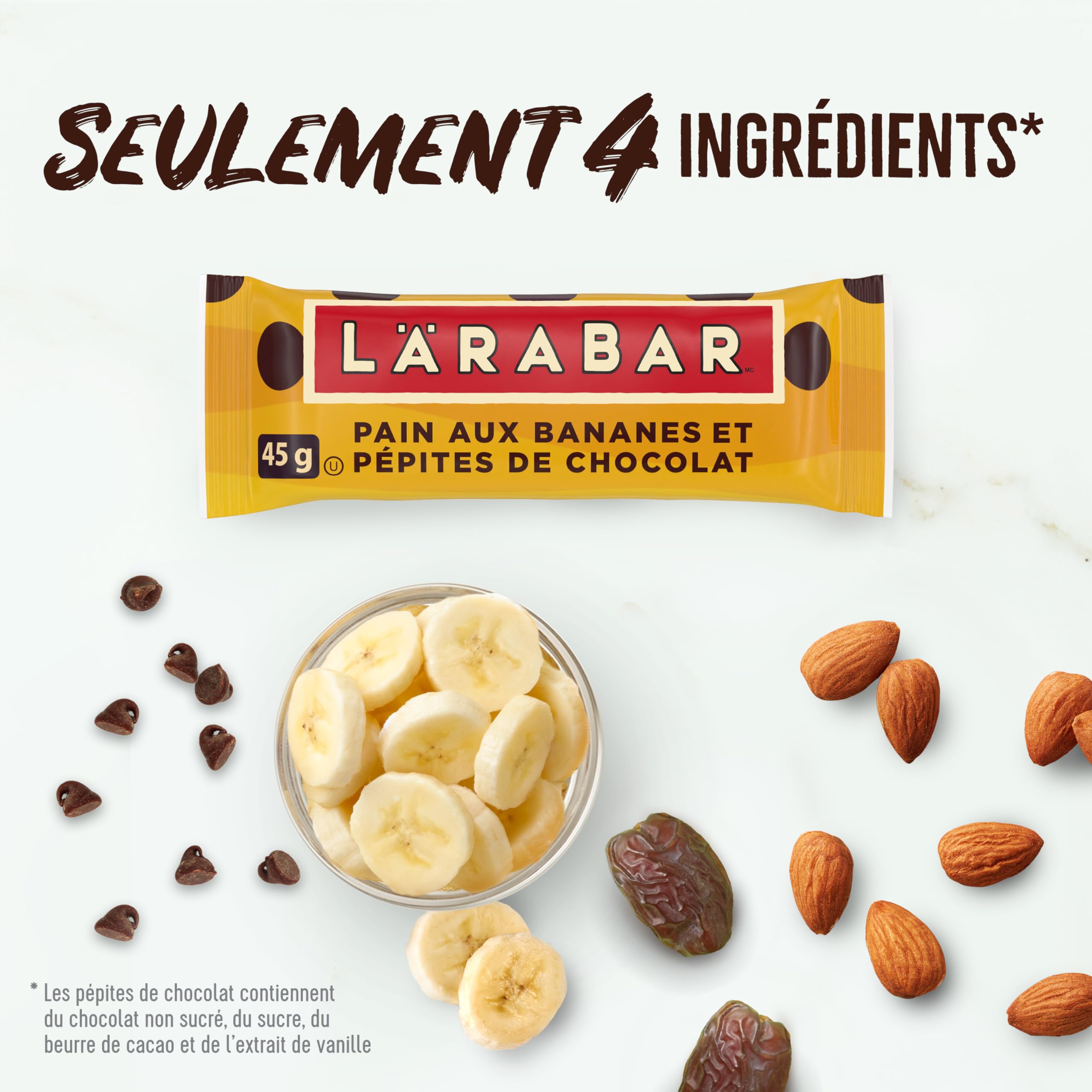 LÄRABAR Chocolate Chip Banana Bread, Fruit and Nut Energy Bar, Pack of 16 Bars, Gluten Free, Vegan, Family Pack, Snack Bars, 720 Grams Package 🍁 All In One Marketplace Canada