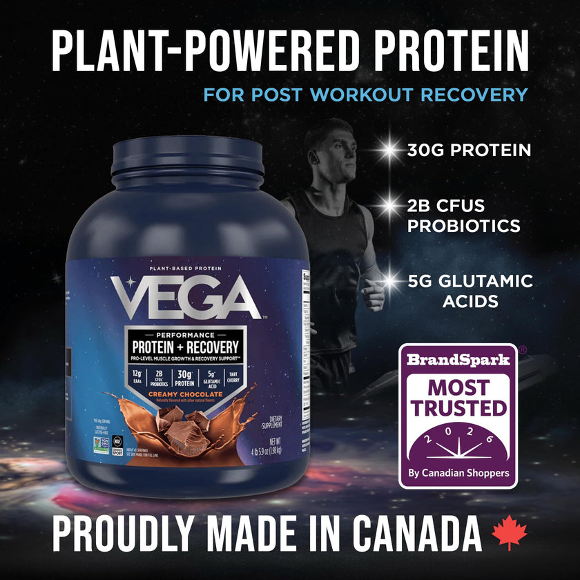 Vega Protein + Recovery, Chocolate – 30g Vegan Protein, Dairy & Gluten Free, Probiotics, NSF Certified, 1.98 kg (45 Servings) 🍁 All In One Marketplace Canada